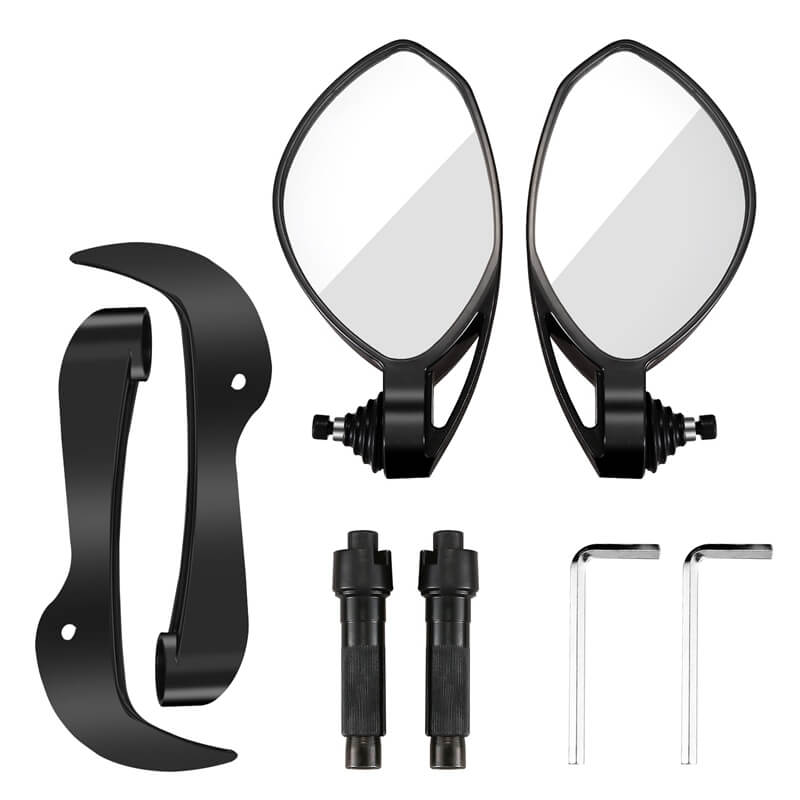 Motorcycle Universal 3 in 1 Folding Bar End Mirrors with Lever Guard Fit 7/8" 22mm Handlebar Side Rear View Mirror - pazoma