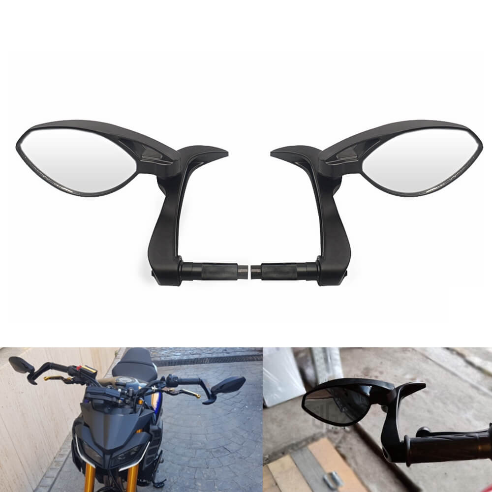 Motorcycle Universal 3 in 1 Folding Bar End Mirrors with Lever Guard Fit 7/8
