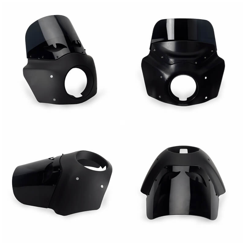 2020-2024 Harley M8 Softail Low Rider S 114 117 FXLRS Club Style Headlight Fairing w/11" Vented Windshield Headlight Relocation Block - pazoma