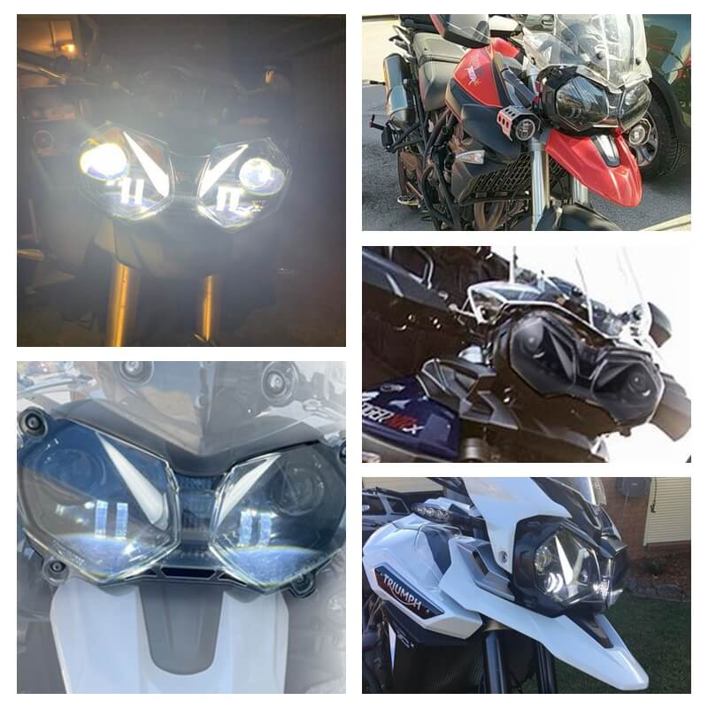 For Triumph Tiger 800  Tiger Explorer XC 2010-2017 LED Projection Headlight Headlamp Assembly with Daylight Running Light DRL - pazoma