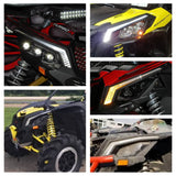 UTV Pair Front Side Signature Light for Can-Am Maverick X3/X3 Max R/X3 R DRL w/ Sequential Flowing Amber Turn Signal - pazoma