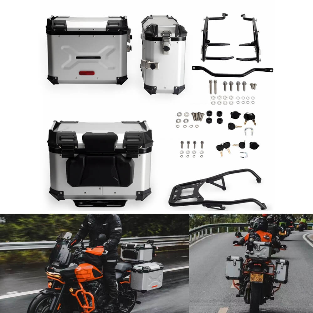 Pour Harley Panamerica1250 Valise Aluminium Boîte Latérale Coffre Queue  Case Moto Voyage Rangement Support en acier