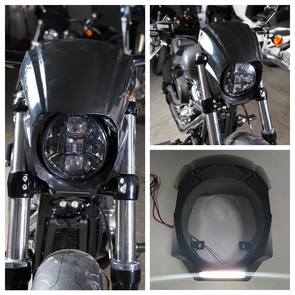 HARLEY-DAVIDSON Softail Breakout M8 Breakout 114 FXBR FXBRS Front Headlight Fairing Cover Cowl w/ LED Daytime Running Light DRL 2018-2022 - pazoma