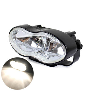 Motorcycle Double Oval Twin Headlight Cateye Retro Wave Head Lamp Custom Streetfighter Cafe Racer Bobbers Chopper H3 2 x 55w - pazoma