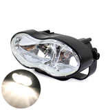 Motorcycle Double Oval Twin Headlight Cateye Retro Wave Head Lamp Custom Streetfighter Cafe Racer Bobbers Chopper H3 2 x 55w - pazoma