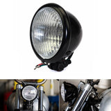 Motorcycle 4.5" H4 Chopper Headlight Bates Style Vintage Headlamp Harley Old School Bobber Cafe Racer XS650 Triumph Custom - pazoma