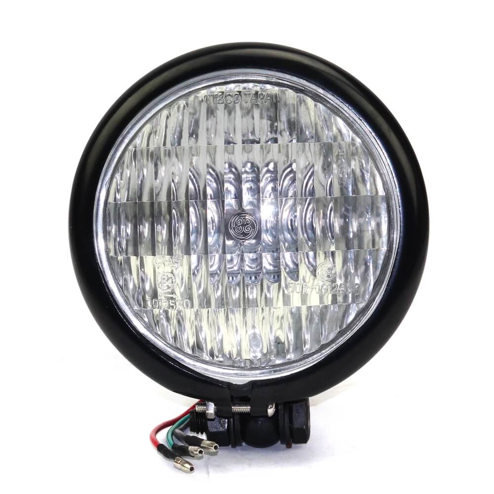 Motorcycle 4.5" H4 Chopper Headlight Bates Style Vintage Headlamp Harley Old School Bobber Cafe Racer XS650 Triumph Custom - pazoma