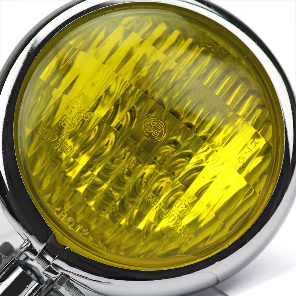 Motorcycle 4.5" H4 Chopper Headlight Bates Style Vintage Headlamp Harley Old School Bobber Cafe Racer XS650 Triumph Custom - pazoma