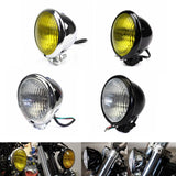 Motorcycle 4.5" H4 Chopper Headlight Bates Style Vintage Headlamp Harley Old School Bobber Cafe Racer XS650 Triumph Custom - pazoma