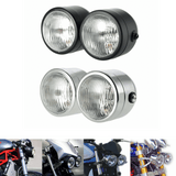 Motorcycle Universal Streetfighter Twin Round Dominator Headlights Double Dual Lamp Front Headlamp for Harley Cafe Racer Chopper Bobber SV650
