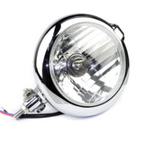 Pazoma Chrome Classic Vintage Unity 5 1/4" Head Light Lamp Motorcycle H4 Headlights for Harley Bobber Chopper Custom - pazoma