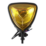 Motorcycle Triangle Headlight Headlamp Front Lights for Harley Bobber Chopper Cafe Racer Custom Motorbikes H4 12V Amber Clear - pazoma