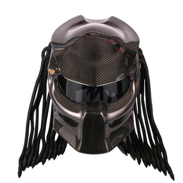 Predator Carbon Fiber Motorcycle Helmet Full Face Iron Warrior Man Helmets Casco de Moto Motociclista Depredador Dot Safety Certification, XL