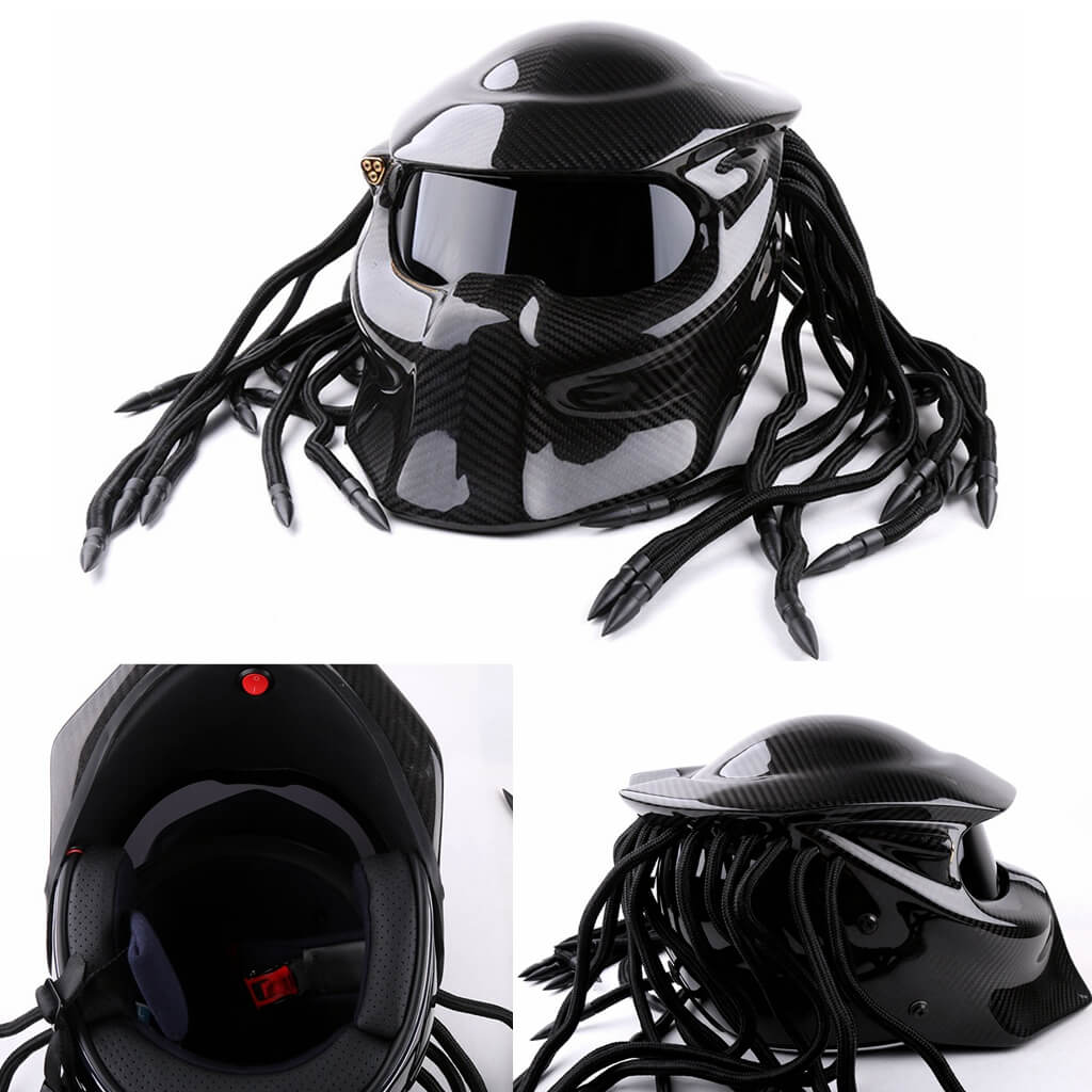 Predator carbon fiber helmet iron man Full face moto casque capacete casco  DOT Approved