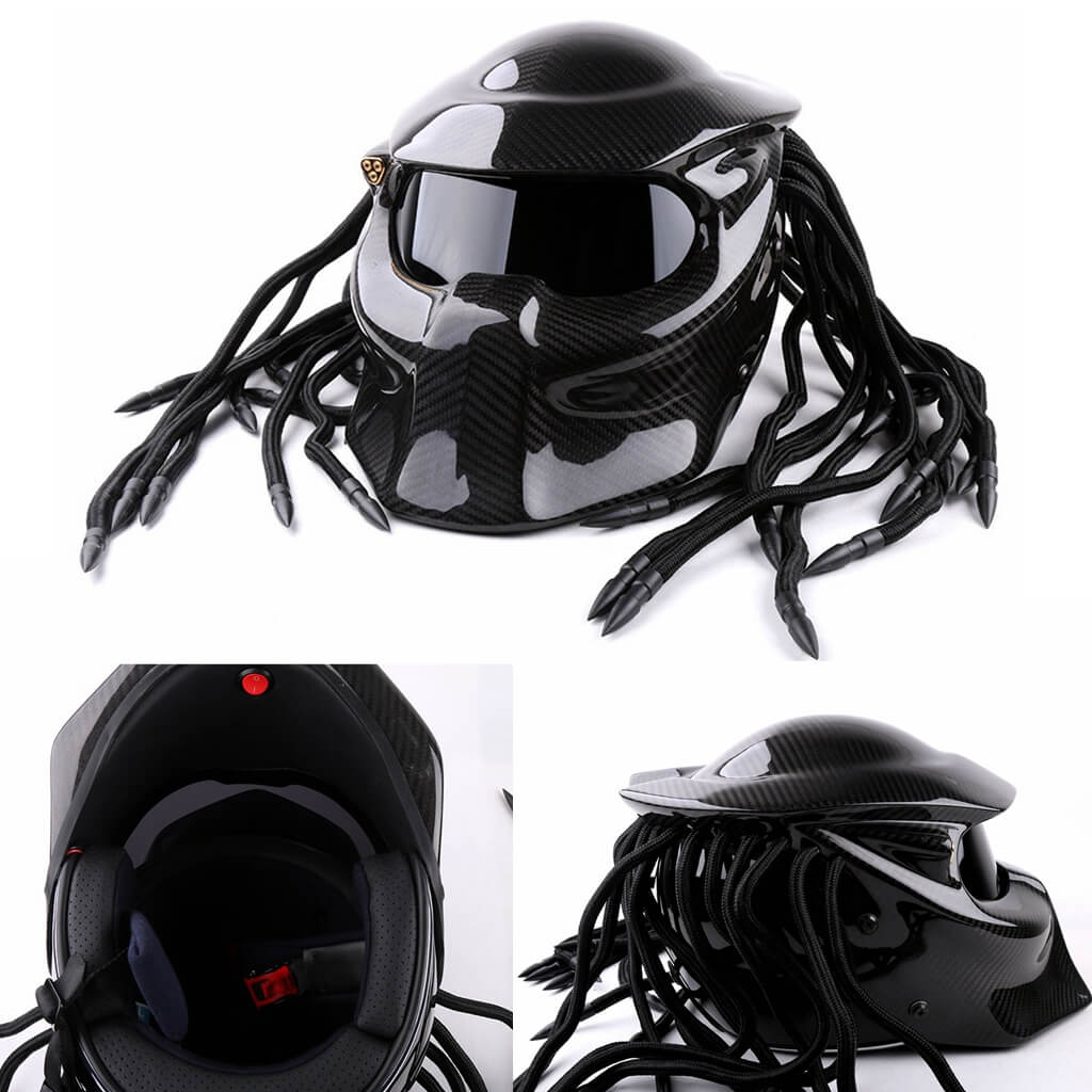 Predator Carbon Fiber Motorcycle Helmet Full Face Iron Warrior Man Helmets Casco De Moto Motociclista Depredador DOT Safety Certification - pazoma