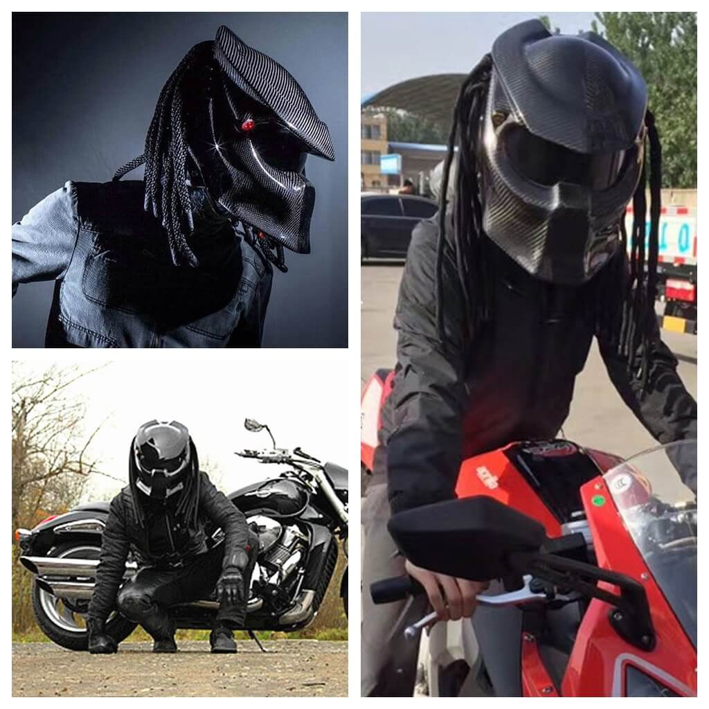 Predator Carbon Fiber Motorcycle Helmet Full Face Iron Warrior Man