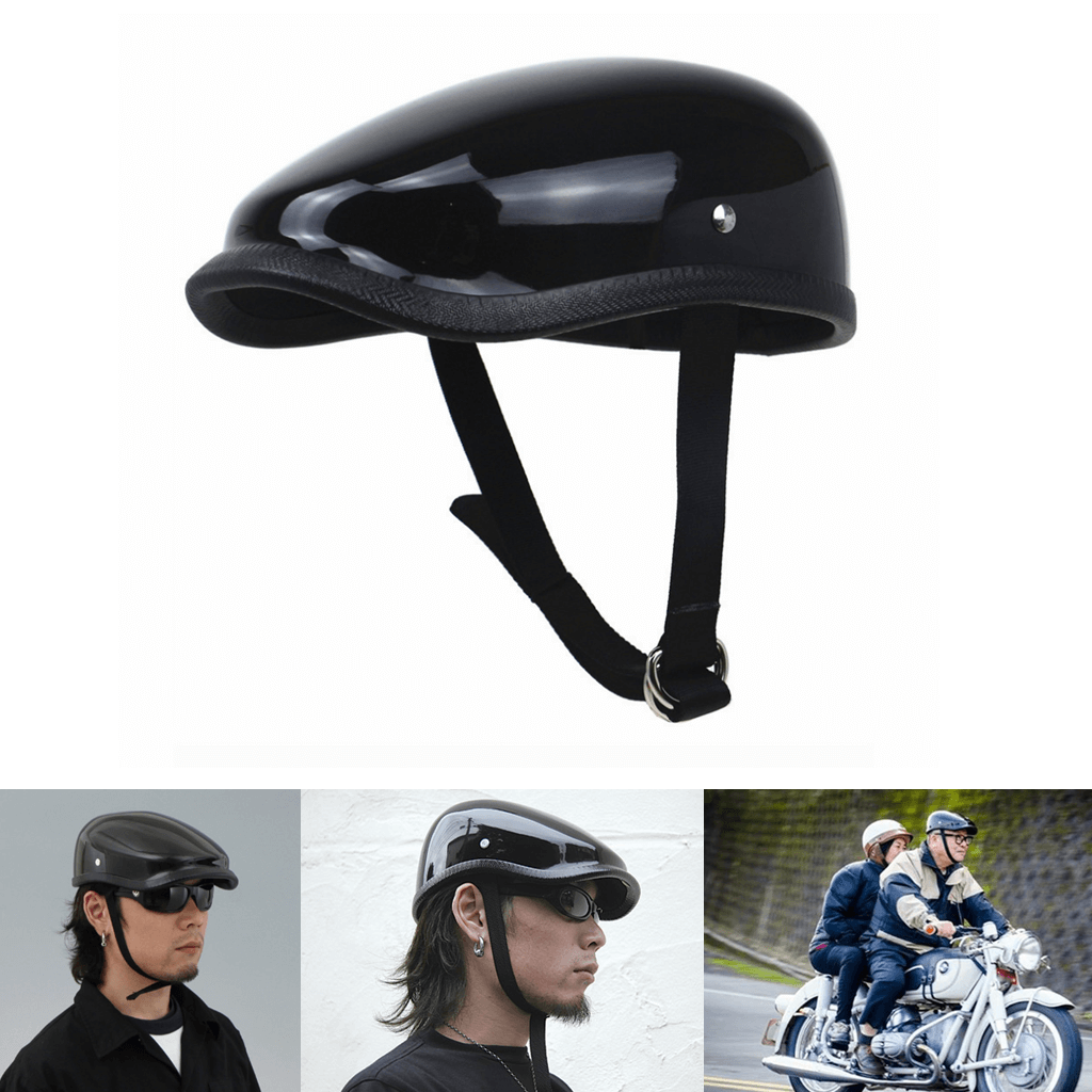cool motorcycle helmet half Leisure style motorcycle helmet half face retro motorbike helmet vintage Berets Design light weight for man and woman TT&CO glossy Black / XL