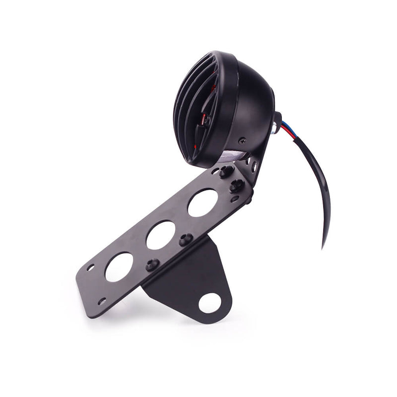 Harley Chopper Bobber Cafe Racer Vintage old school Scrambler Custom Side Axle Mount License Plate Holder Grille Taillight Stop Tail Light - pazoma