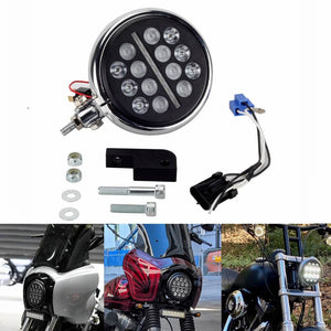 Harley Dyna T-Sport FXR 5.75" Club style LED Headlight Headlamp W/ Conversion Extension Bracket Relocation Block Kit - pazoma