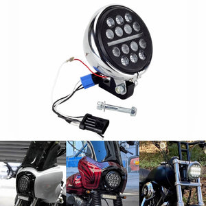 5 3/4" 5.75 inch Club style Multi LED Round Headlight W/ Conversion Extension Bracket Relocation Block Kit For Harley Dyna T-Sport FXR - pazoma