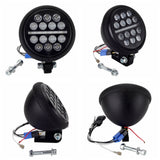 5 3/4" 5.75 inch Club style Multi LED Round Headlight W/ Conversion Extension Bracket Relocation Block Kit For Harley Dyna T-Sport FXR - pazoma
