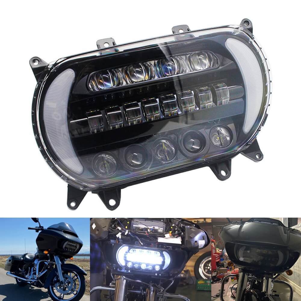 LED Headlight Projector Headlamp With Turn Signal & Daylight Running Light DRL For Harley Road Glide ST CVO FLTR FLTRX FLTRU 2015-2022 - pazoma
