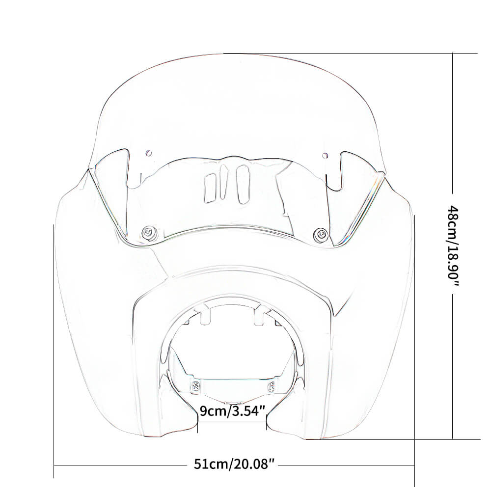 T Sport Headlight Fairing Outer w/12" Windshield For Harley Softail 18+ Street Bob FXBB 114 FXBBS Standard FXST Low Rider FXLR - pazoma
