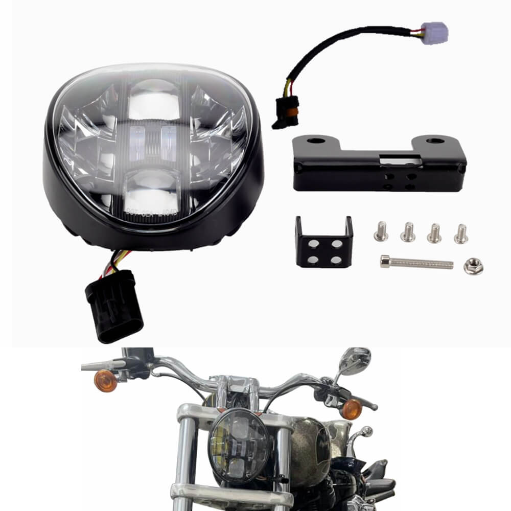 Harley Softail Breakout FXSB 2013-2017 to M8 FXBR LED Headlight Projector Headlamp W/ Conversion Mount Extension Bracket Kit DRL - pazoma