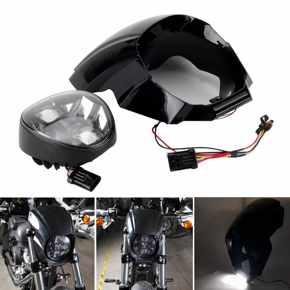 LED Headlight With White DRL Hi-Low Projector Headlamp Front & Fairing Cover Cowl for Harley Softail Breakout 114 FXBR FXBRS 2018-2022 - pazoma