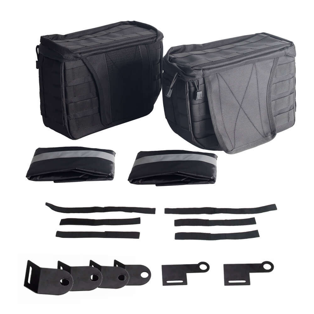 Saddlebags Knight Rider Storage Bag w/Waterproof covers reflective strips For Harley Softail Dyna Super Glide FXDI Sportster FXR Low Rider S FXLRS - pazoma