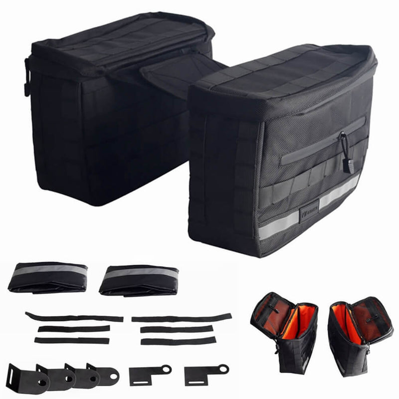 Saddlebags Knight Rider Storage Bag w/Waterproof covers reflective strips For Harley Softail Dyna Super Glide FXDI Sportster FXR Low Rider S FXLRS - pazoma
