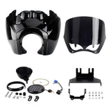 Harley Softail Low Rider S 114 117 FXLRS T-Sport Fairing w/ Eye Shape Vented Windscreen Windshield 5.75'' LED Headlight Projection Headlamp Kit - pazoma