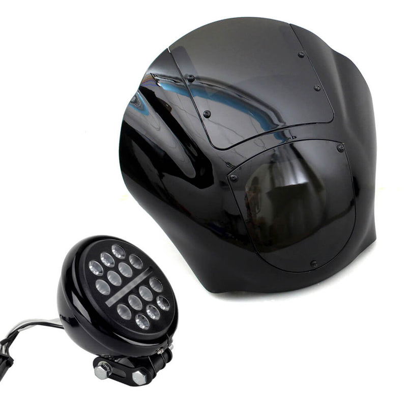 Harley Softail Low Rider S FXLRS to Dyna 5.75'' LED Headlight W/Quarter Fairing Windshield Relocation Block Mounting kit 20-2025 - pazoma