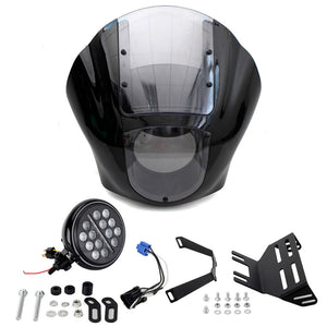 Harley Softail M8 Low Rider S FXLRS Quarter Fairing Windshield w/ LED Headlight Headlamp Relocation Block Mounting kit 2020-2025 - pazoma
