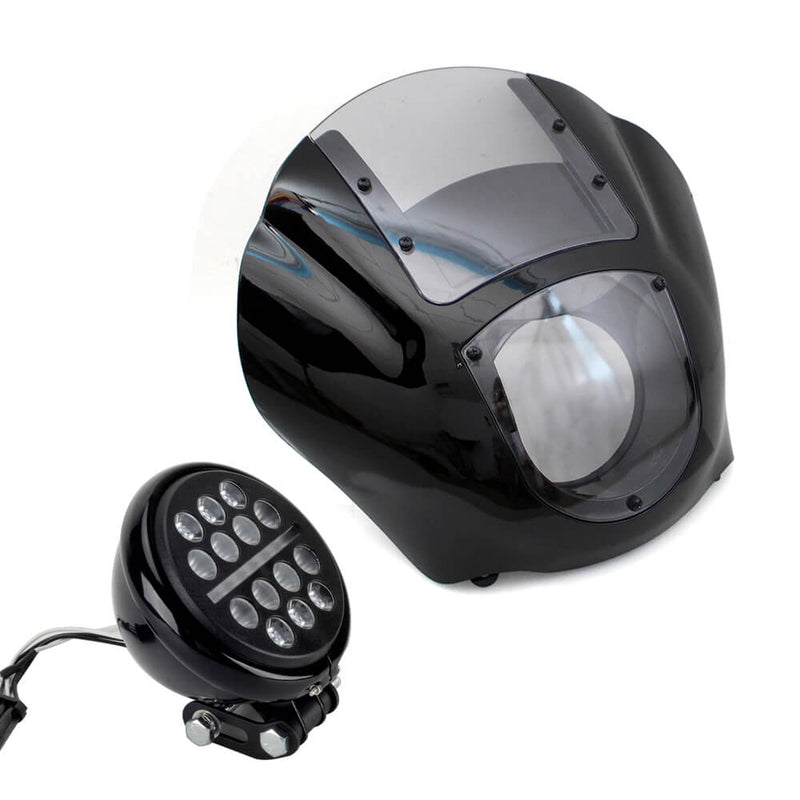 Harley Softail Low Rider S FXLRS to Dyna 5.75'' LED Headlight W/Quarter Fairing Windshield Relocation Block Mounting kit 20-2025 - pazoma