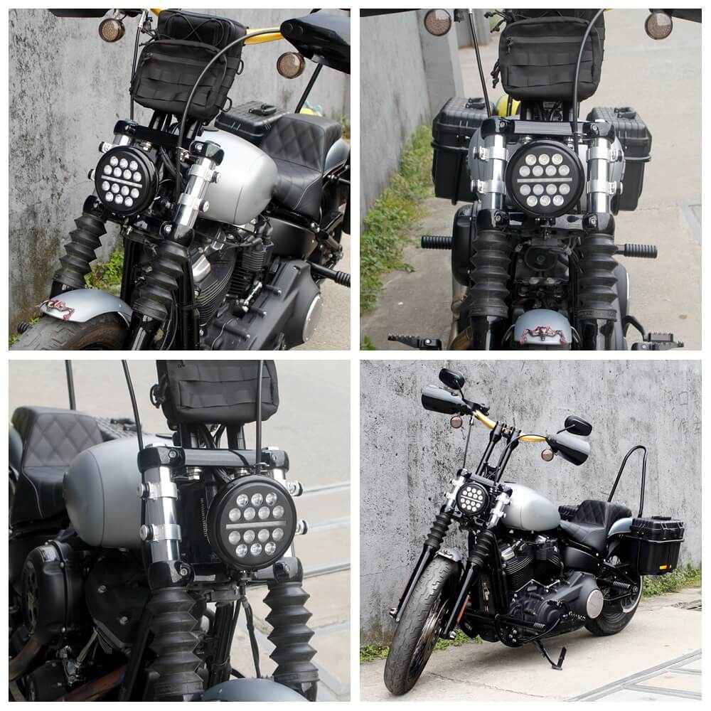 Universal 5-3/4 5.75 inch Club style Slim Line Multi LED Round Projection Headlight For Harley Dyna T-Sport FXR Softail Sportster - pazoma