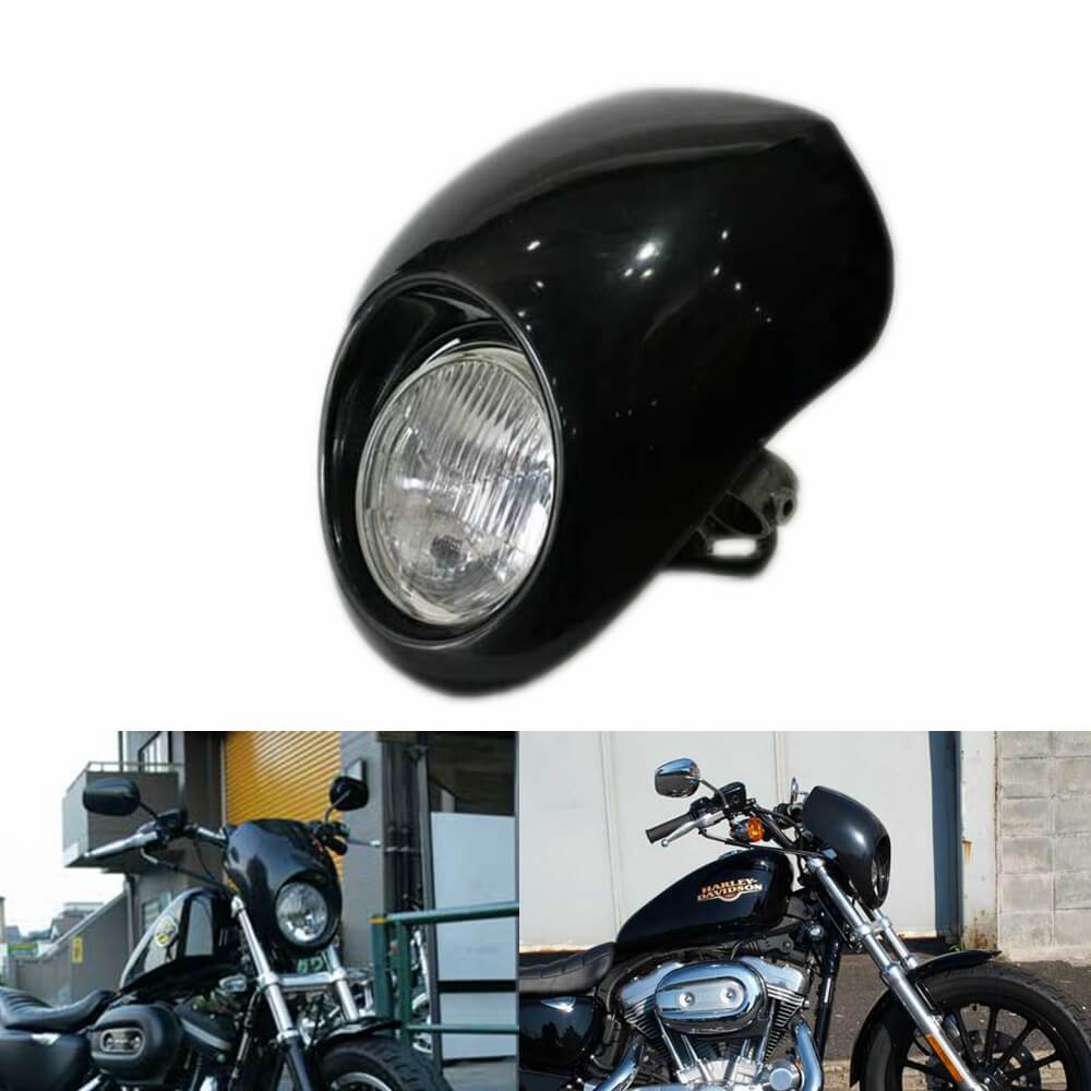 Harley Sportster Dyna FX XL 883 1200 Headlight Fairing Front Cowl Fork Mount Black - pazoma