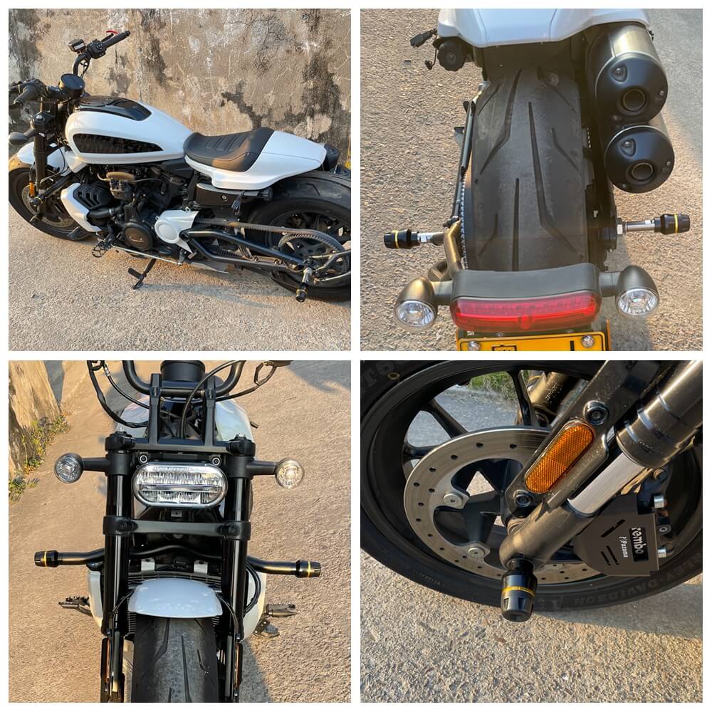 Harley Sportster S RH1250S Highway Peg Bumper Crash Flat-Out Bar Engine Guard Front Rear Axle Fork Wheel Slider Falling Protector Stand 21- - pazoma