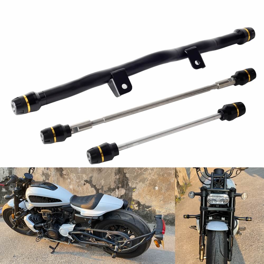 Harley Sportster S RH1250S Highway Peg Bumper Crash Flat-Out Bar Engine Guard Front Rear Axle Fork Wheel Slider Falling Protector Stand 21- - pazoma