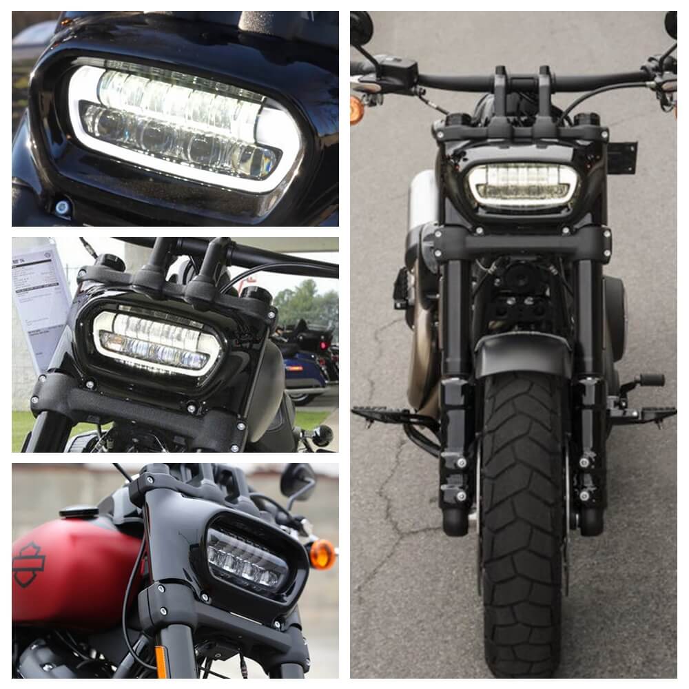 Motorcycle LED Headlight With White DRL High/Low Beam Projector Headlamp for Harley Softail Fat Bob 114 FXFB FXFBS 2018-UP - pazoma