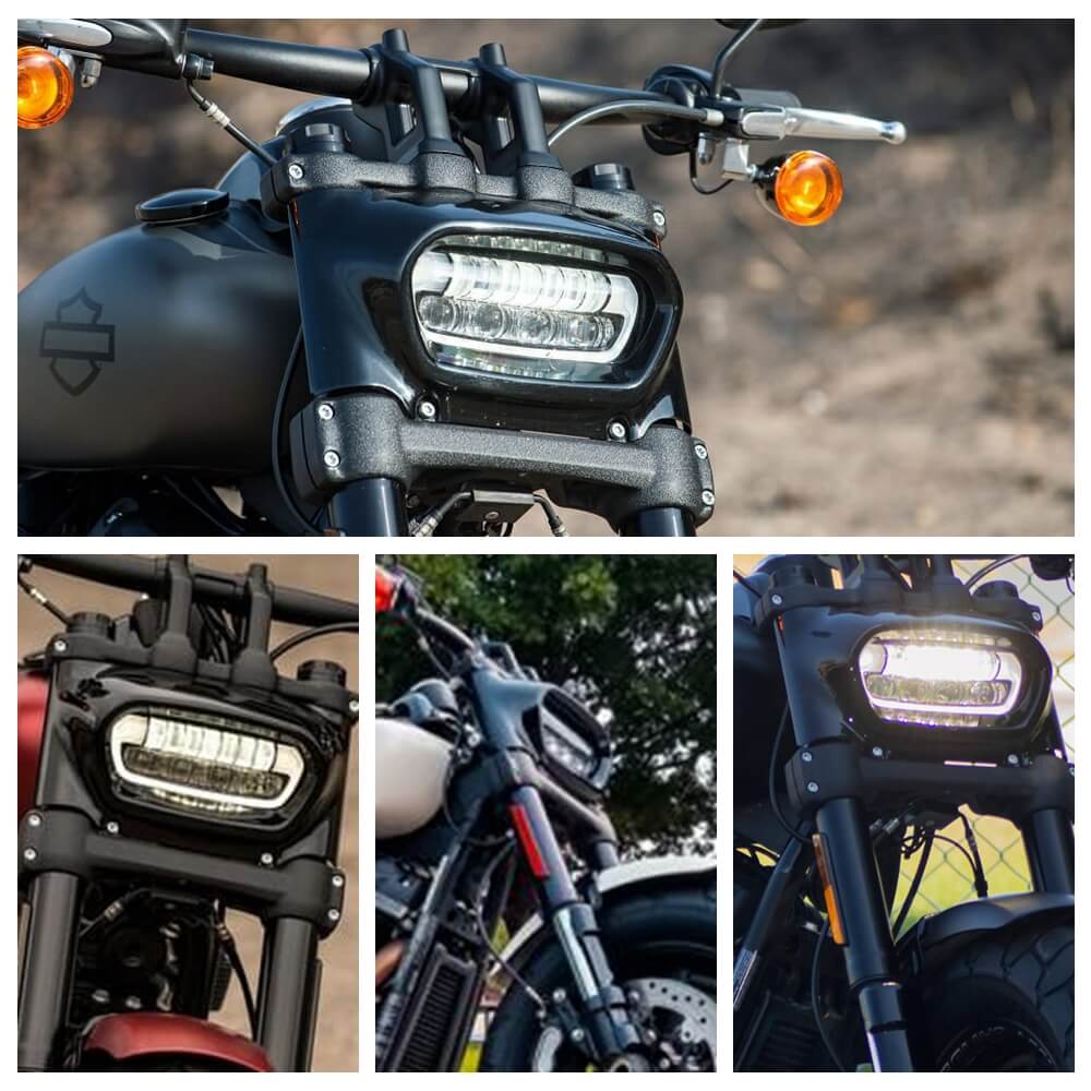 Motorcycle LED Headlight With White DRL High/Low Beam Projector Headlamp for Harley Softail Fat Bob 114 FXFB FXFBS 2018-UP - pazoma
