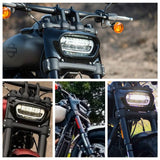 Motorcycle LED Headlight With White DRL High/Low Beam Projector Headlamp for Harley Softail Fat Bob 114 FXFB FXFBS 2018-UP - pazoma