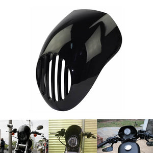 Harley Sportster 883 1200 FX XL Dyna Cafe Headlight Fairing Grill Cover W/ Black Visor Bracket Front Fork Mount Fit - pazoma