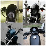 Harley Sportster 883 1200 FX XL Dyna Cafe Headlight Fairing Grill Cover W/ Black Visor Bracket Front Fork Mount Fit - pazoma