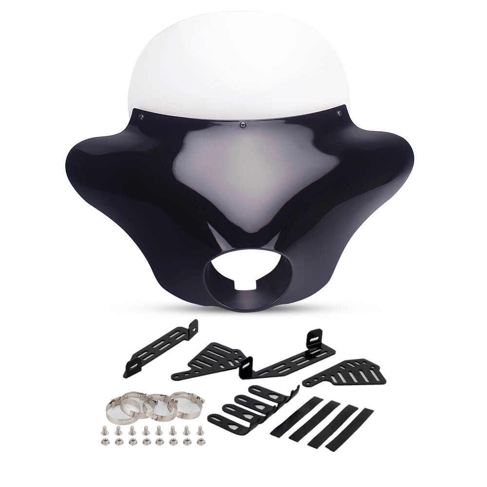 Harley Softail Dyna Street Bob FXDL FXBB FXLR FXBB Sportster XL Indian Scout Front Headlight Batwing Fairing Windshield W/Mounting Kit 1985-2025 - pazoma
