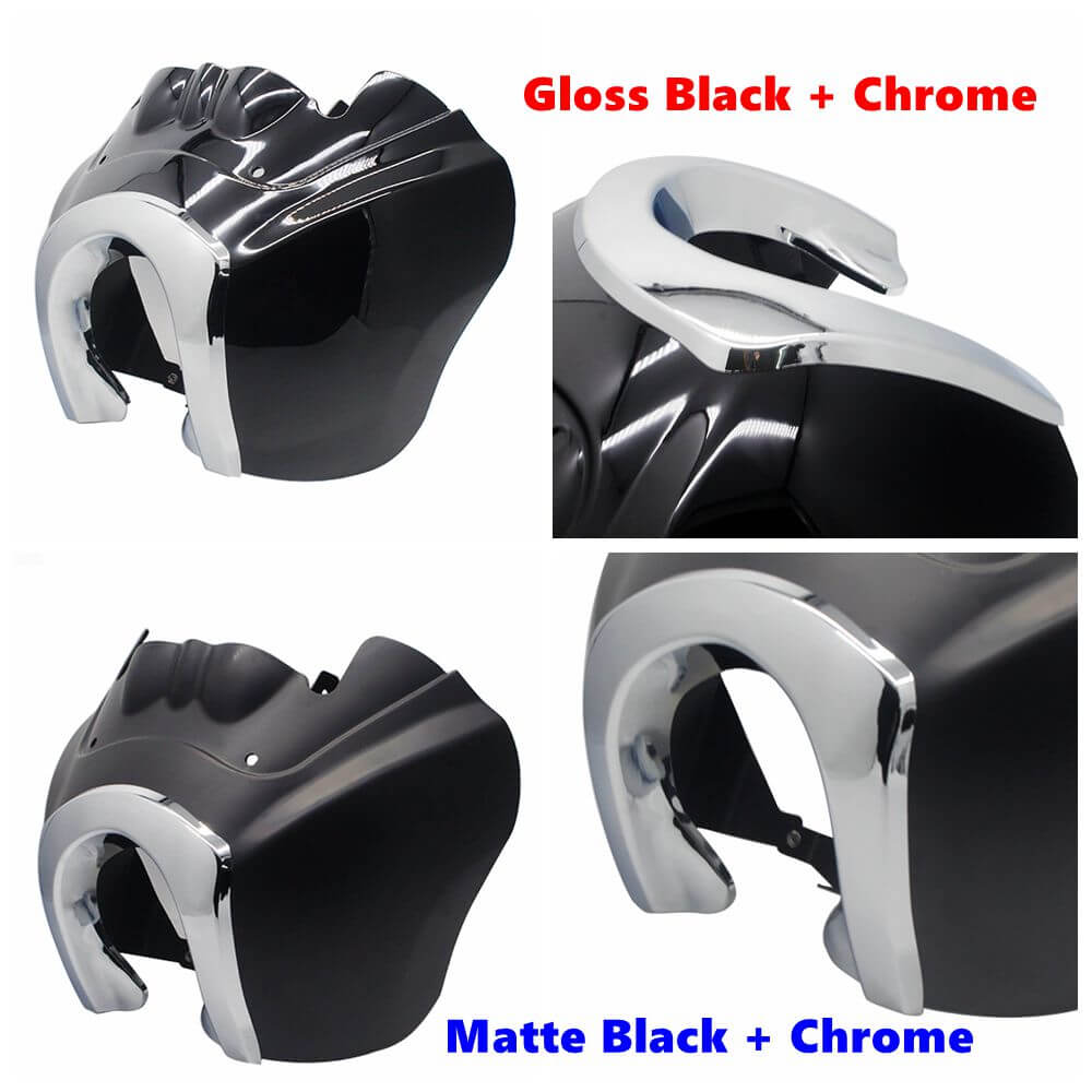 Clear Quarter Black Fairing Kit For Harley Dyna Super Glide T-Sport FXDXT FXR w/ Chrome Trim Bezel Headlight Relocation Block - pazoma