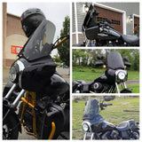 Harley Dyna Street Bob FXR Sportster T-Sport TSport Front Fairing Outer w/Chrome Trim Bezel Black Windshield Headlight Relocation Block - pazoma