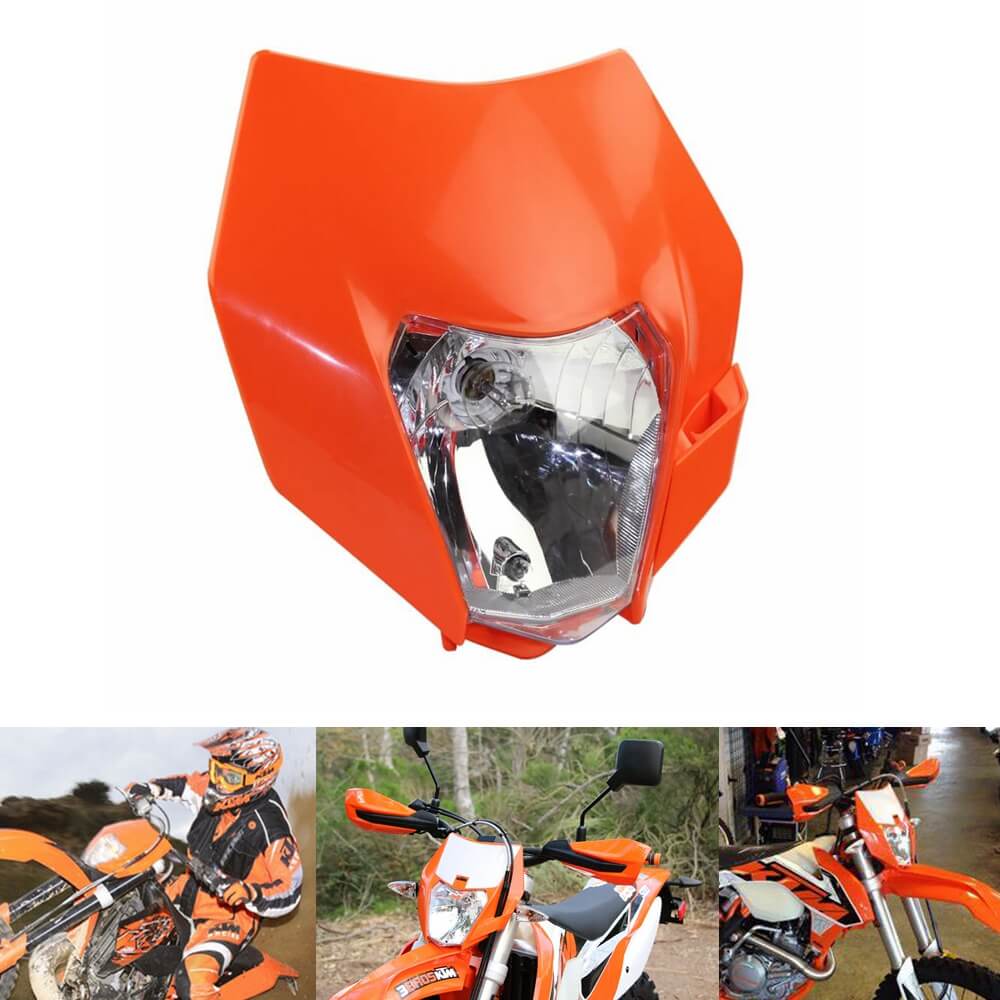 Motorcycle Dirt Bike Motocross Supermoto Universal Orange Headlight For KTM SX EXC XCF SXF SMR 2015 16 Headlamp Head Lamp Light - pazoma