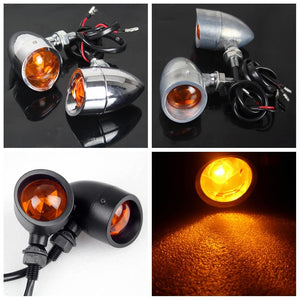 2pcs Heavy Duty Motorcycle Bullet Amber Turn Signals Bulb Indicators Blinkers Lights For Harley Cafe Racer Chopper Bobber Custom Bike - pazoma