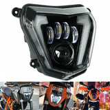 LED Headlight High/Low Beam with Angel Eyes DRL Assembly Kit and Replacement Headlamp For KTM duke 690 690R 2012-2019 - pazoma